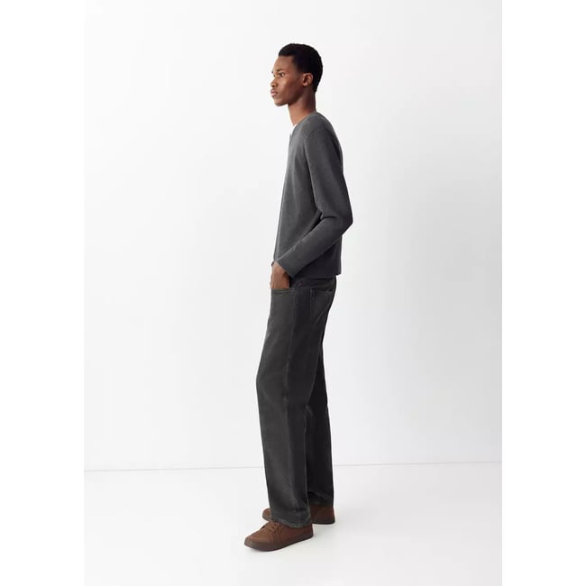 Jean relaxed-fit effet délavé gris anthracite <span itemprop=