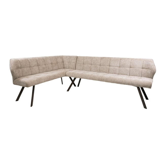 Banc de table tissu doux sable, angle gauche MELBOURNE Couleur beige <span itemprop=