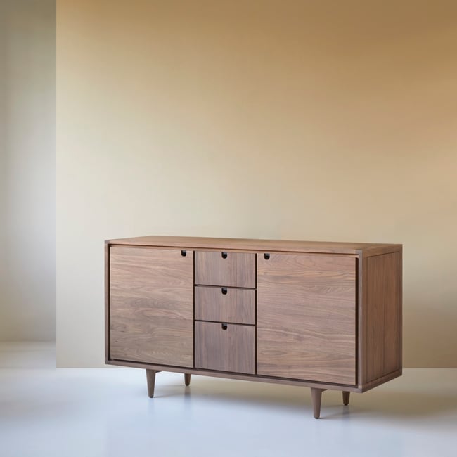 Meuble Salle De Bain en Noyer massif, JONÀK Couleur marron foncé <span itemprop=