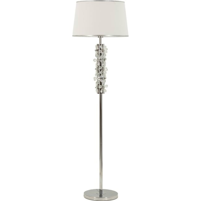 Lampadaire fleur en fer abat-jour GLAM Couleur argenté et blanc <span itemprop=