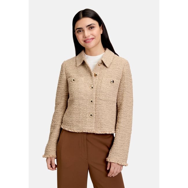 Veste blazer à manches longues beige <span itemprop=