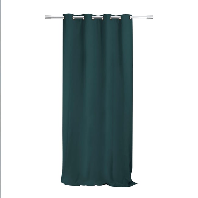 Rideau tamisant en toile unie bleu paon <span itemprop=