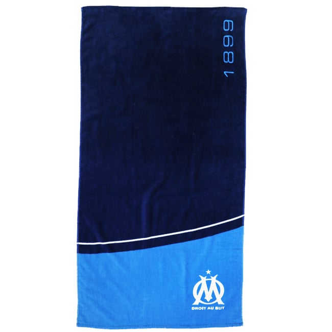 Serviette de bain et de plage imprimé 100% coton, OM CURVE bleu <span itemprop=