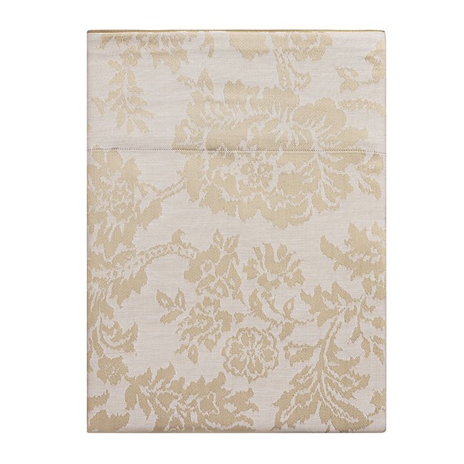 Drap plat imprimé en jacquard de coton, MÉMOIRE beige lune <span itemprop=