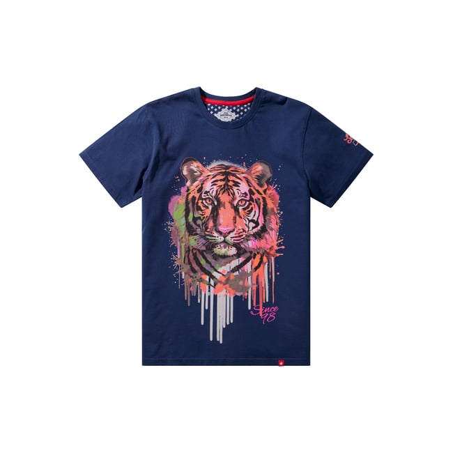 T-shirt graphique tigre peint bleu <span itemprop=