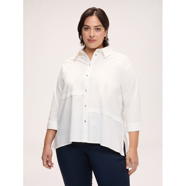 Chemise à ourlet asymétrique blanc <span itemprop=