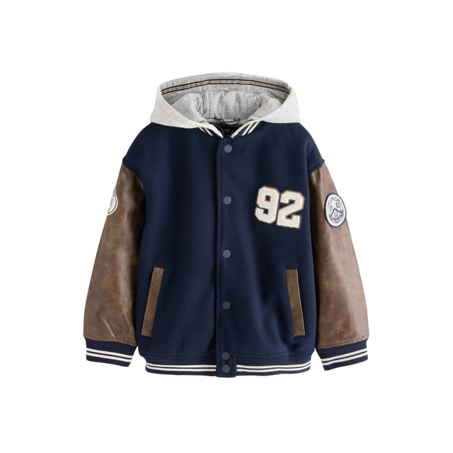 Veste style universitaire bleu marine <span itemprop=