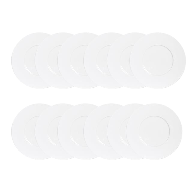 Maxi lot de 12 assiettes à desserts   23 cm-ZEN Couleur blanc <span itemprop=
