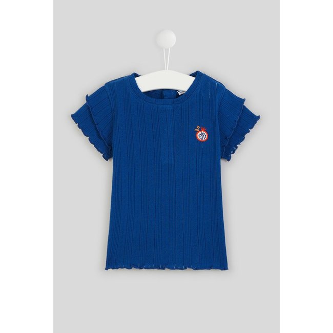 T.shirt côtelé avec patch brodé en coton BIO mazarine <span itemprop=