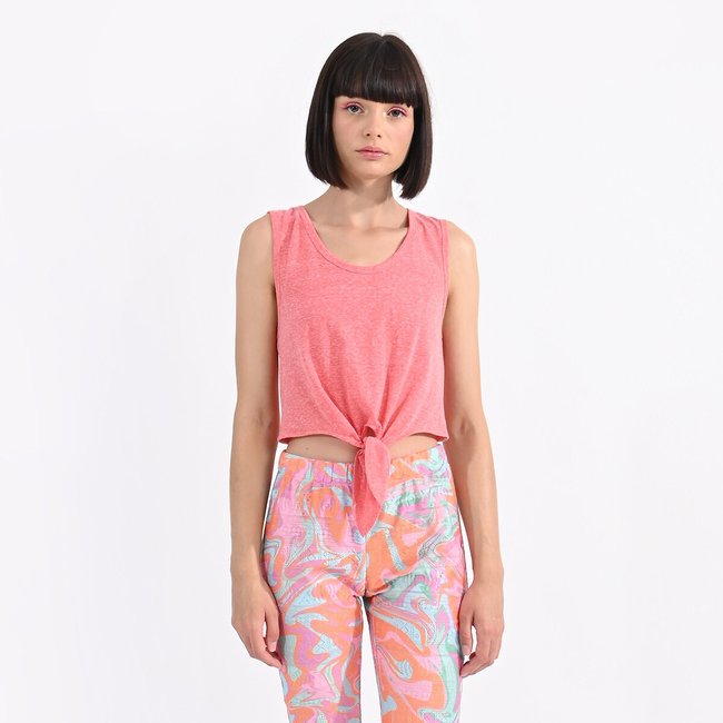 Cropped-Top mit Knotendetail koralle <span itemprop=