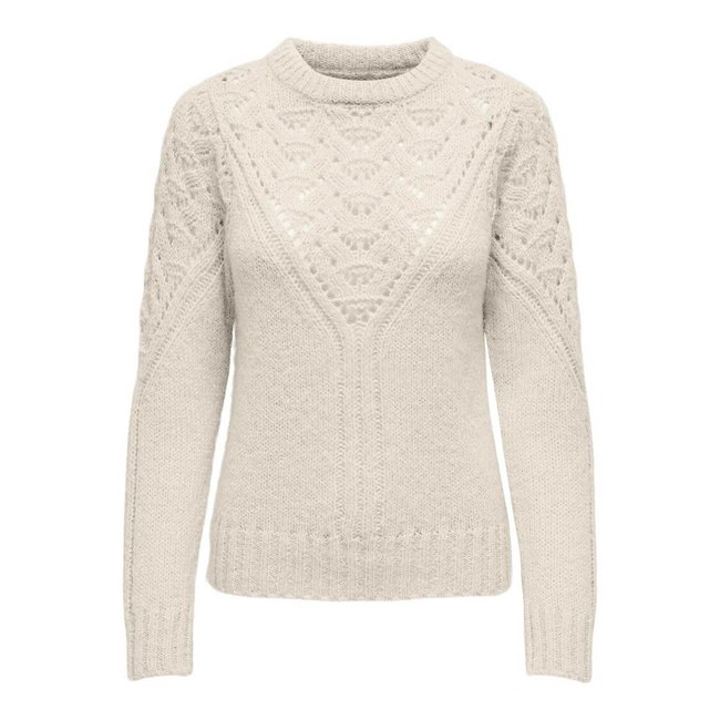 Camisola em malha ajurada, gola redonda - ONLY