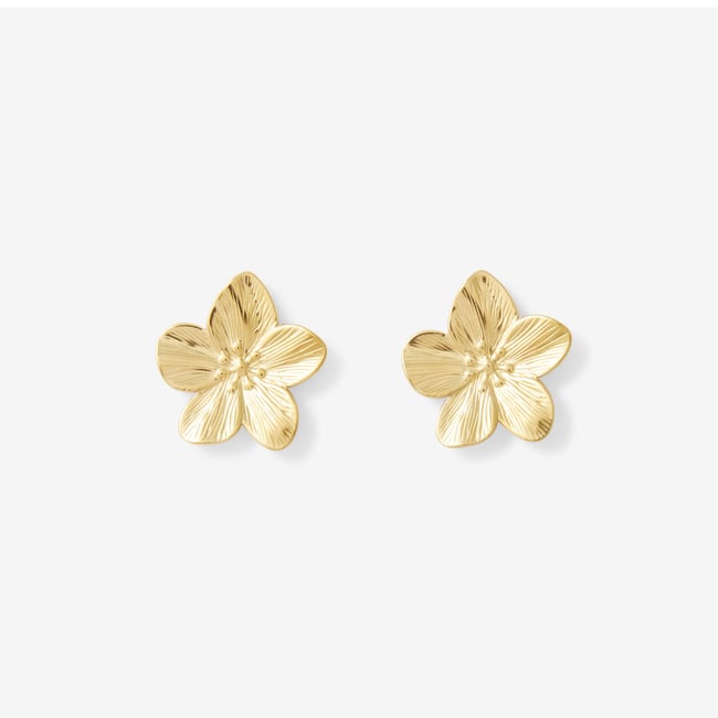 Boucles d'oreilles fleur acier inoxydable doré <span itemprop=