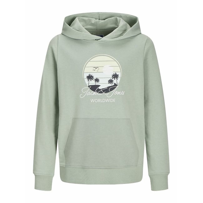 Худи из мольтона с капюшоном и принтом спереди мятный JACK & JONES JUNIOR
