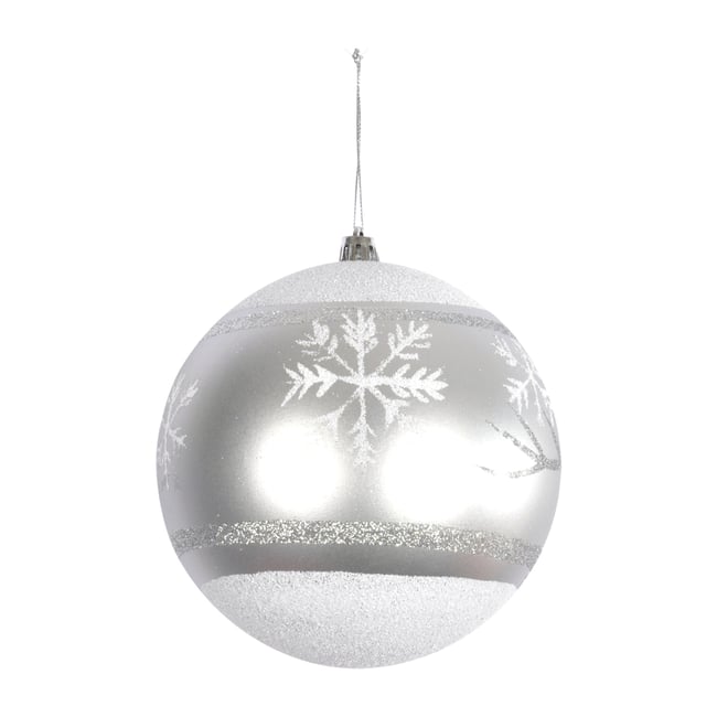 Boule de Noël Argent Décorée de Flocon Couleur argent <span itemprop=