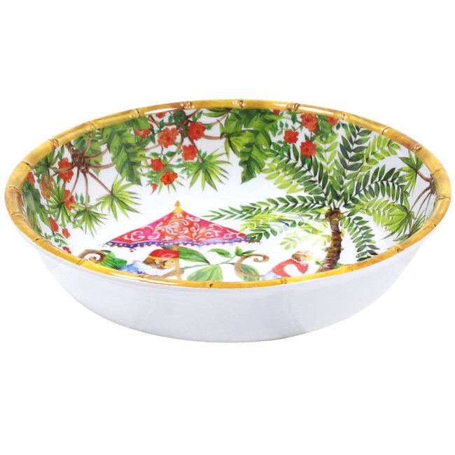 Grande assiette creuse Singes de Bali 23 cm Couleur vert, rouge <span itemprop=