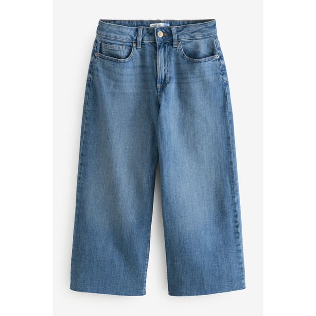 Jean court et large bleu moyen <span itemprop=