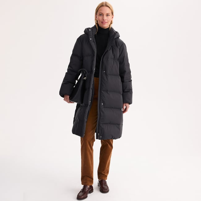 Abrigo acolchado largo con capucha, relleno de plumón y plumas, ideal para el invierno - ANNE WEYBURN