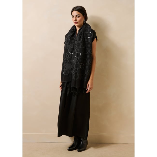 Foulard en jacquard noir <span itemprop=