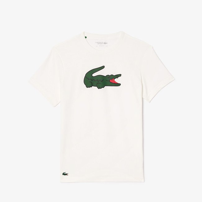 T-shirt com gola redonda e logótipo, em jersey branco <span itemprop=
