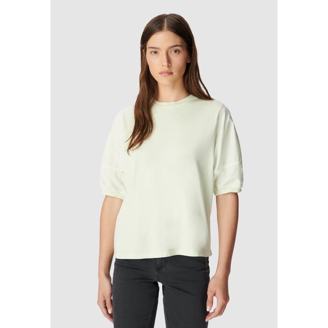 Tee-shirt oversize coton bio bi-matière amande <span itemprop=