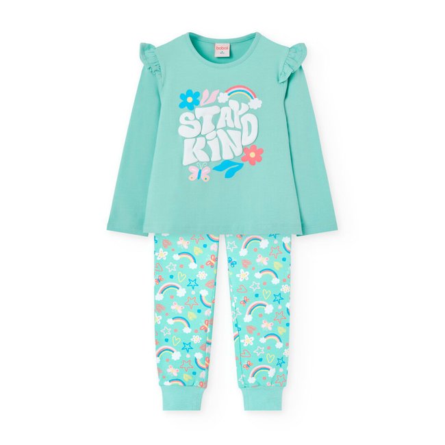 Pyjama en tricot manche longue vert <span itemprop=