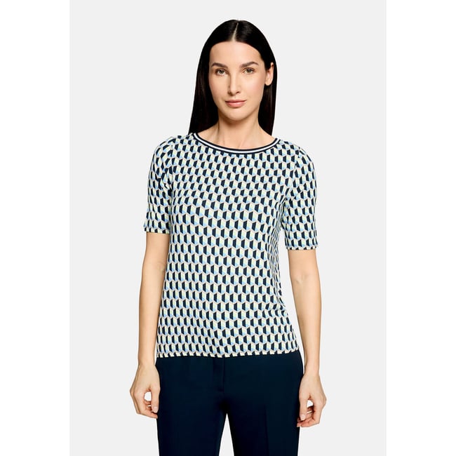 Haut casual à élastique bleu/vert <span itemprop=