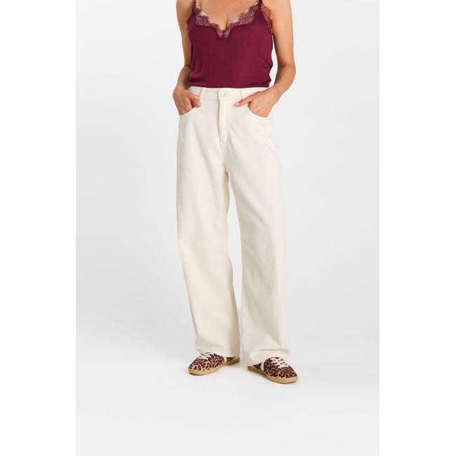 Pantalon loose, large RINAVELV ivory <span itemprop=