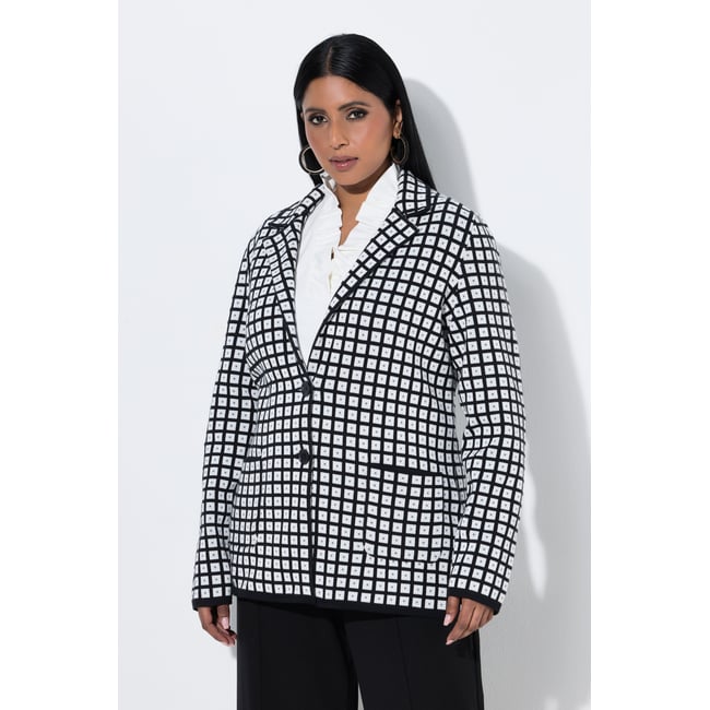 Blazer en maille blanc cassé <span itemprop=