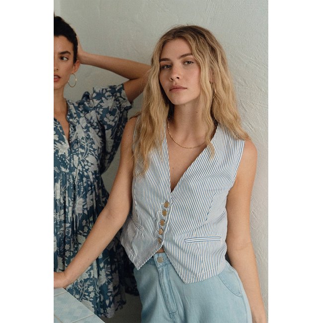 Veston en denim, rayé light blue <span itemprop=