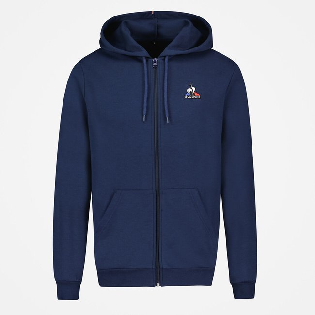 Felpa con cerniera e cappuccio blu marino LE COQ SPORTIF