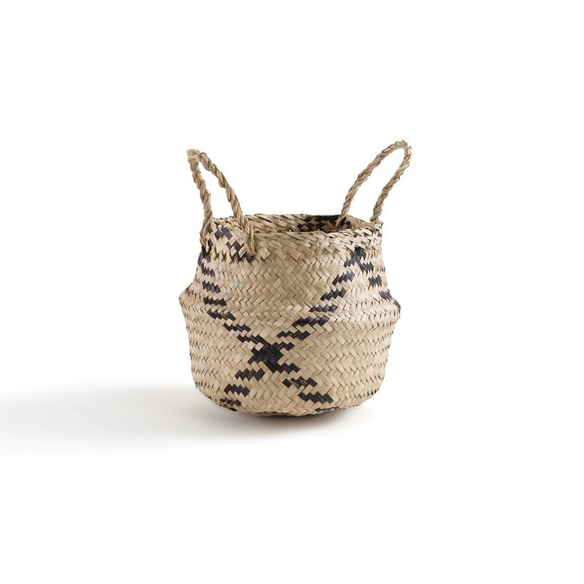 Cesto con forma de bola, al. 24 cm, Rixy natural/negro <span itemprop=