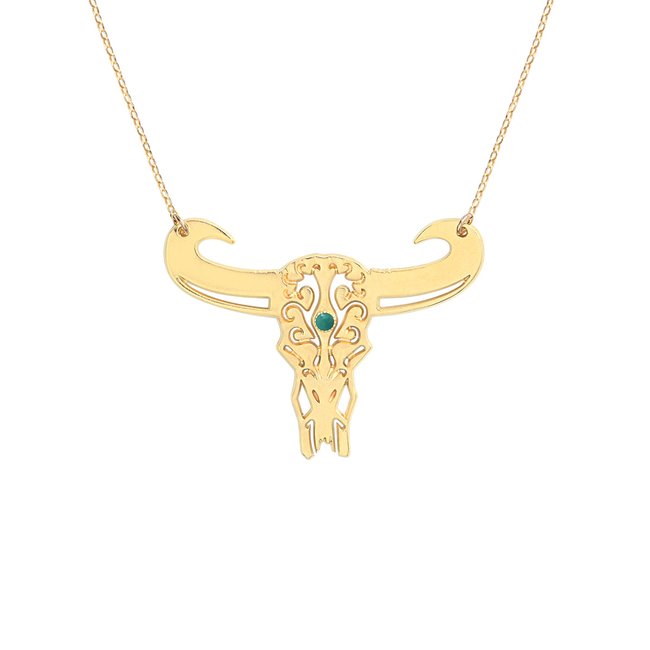 Collier tatoo buffle petit modele turquoise bleu <span itemprop=