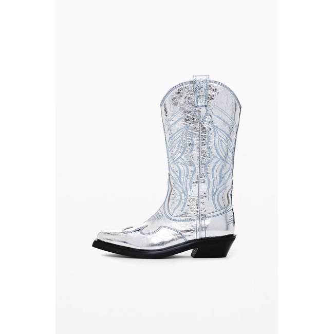 Botte cowboy métallisée gris <span itemprop=