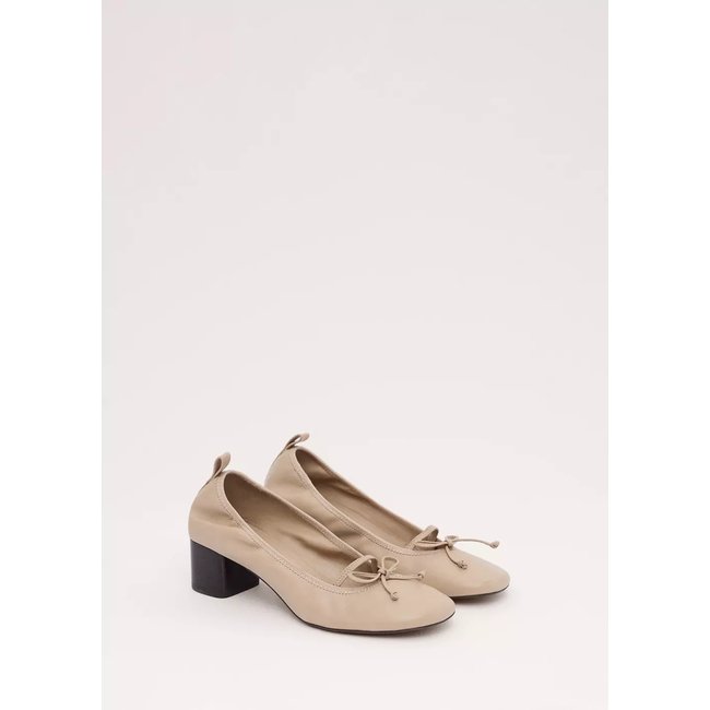 Ballerines talon bloc beige <span itemprop=