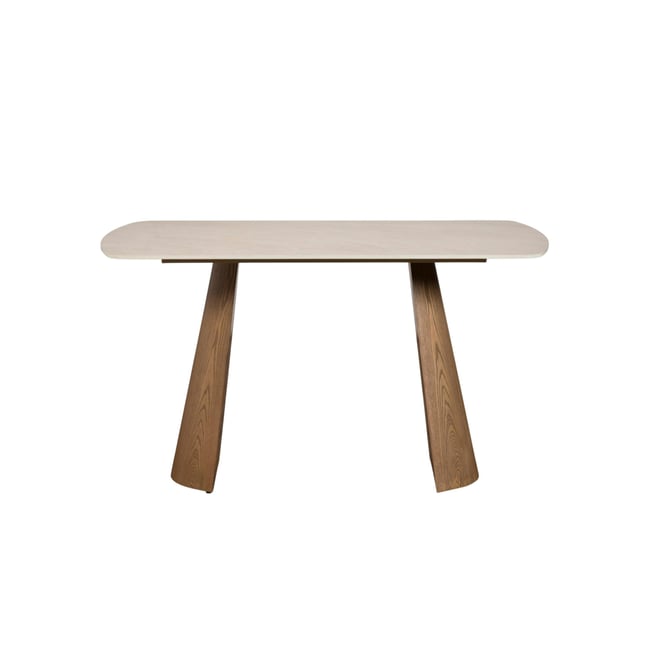 Table à manger céramique à bords arrondis 135 cm LARIO Couleur beige <span itemprop=