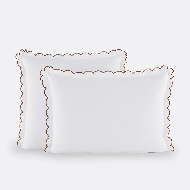 Scenario Pillowcase in Plain Washed Cotton, white/bronze, LA REDOUTE INTERIEURS