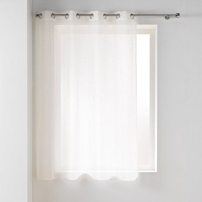 Voilage court à œillets en voile tissé naturel <span itemprop=