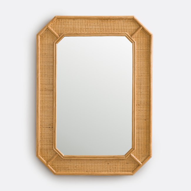 Miroir rotin et cannage, 85x62 cm, Somea Couleur naturel <span itemprop=