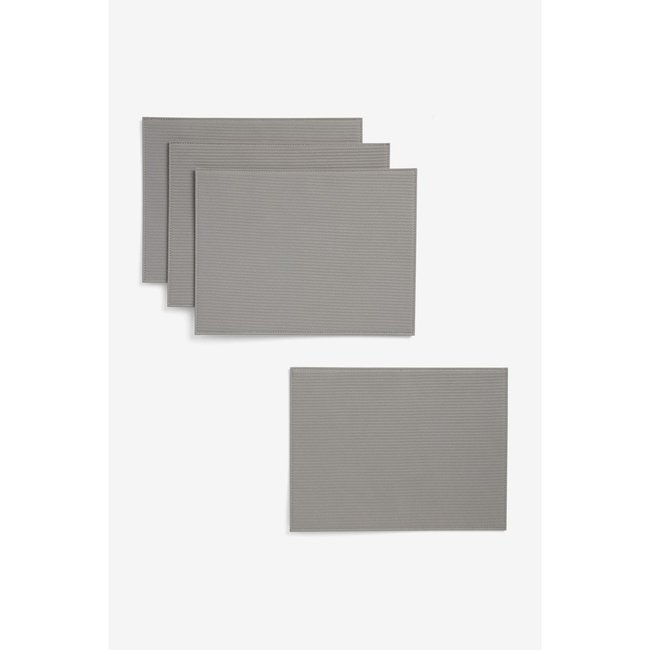 Sets de table tissés en simili cuir, lot de 4 gris <span itemprop=