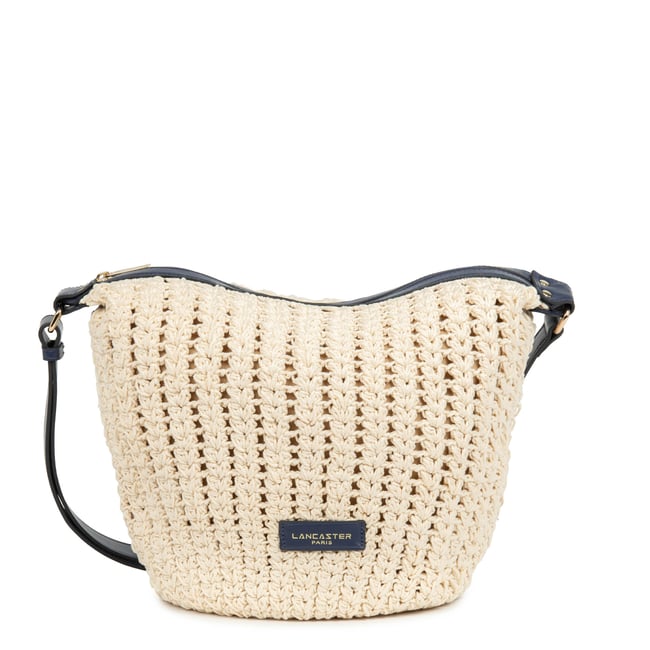 Grand sac seau TRESSÉ COTON bleu <span itemprop=
