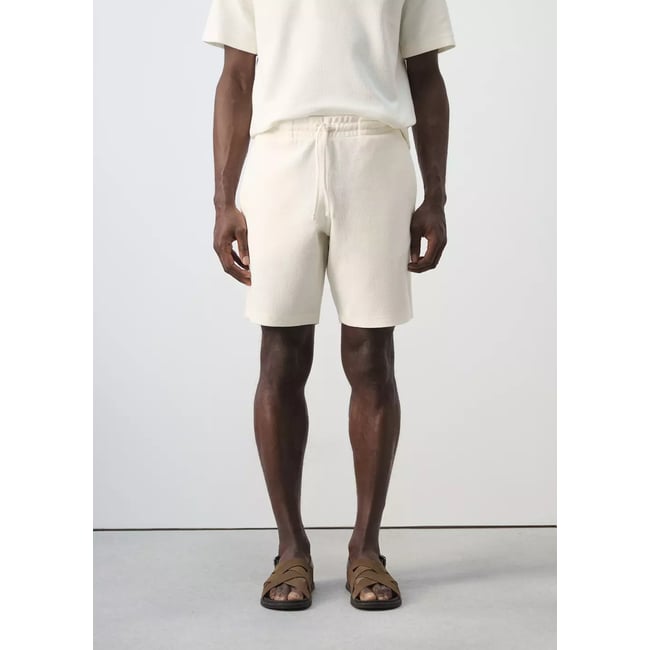 Bermuda coton texturé cordon blanc <span itemprop=