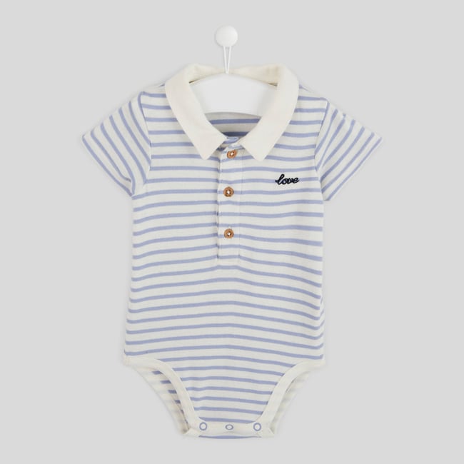 Body à manches courtes rayé en coton BIO heron <span itemprop=