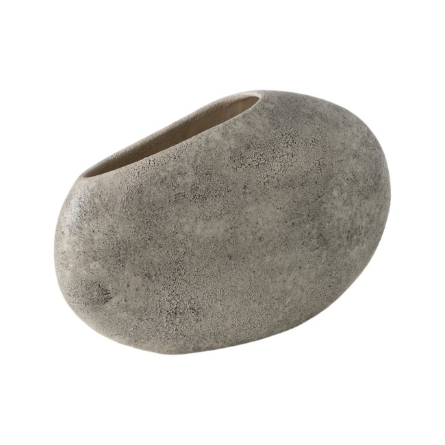 Vase céramique déco gris 21 cm - SWEN Couleur gris <span itemprop=