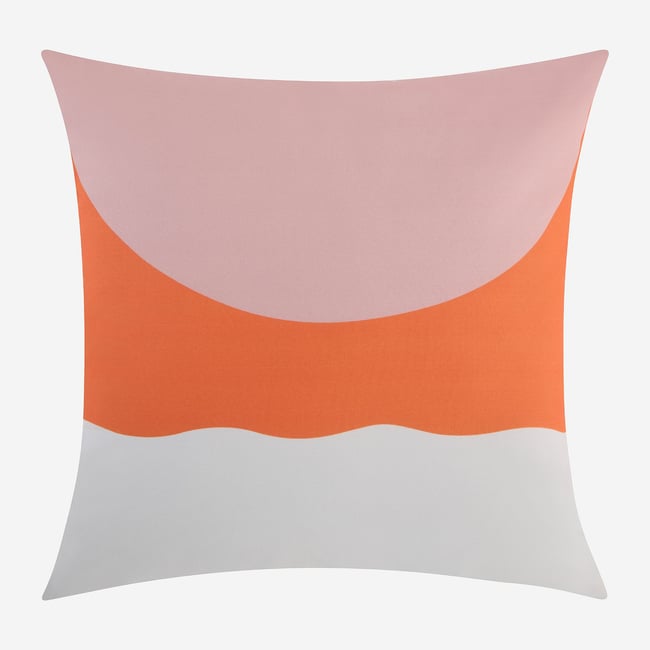 Coussin d'extérieur déperlant et anti-UV CLARISSE orange, rose <span itemprop=
