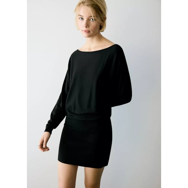 Robe courte maille noir <span itemprop=