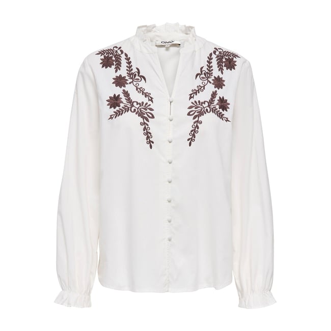 Blusa con cuello mao y bordado - ONLY