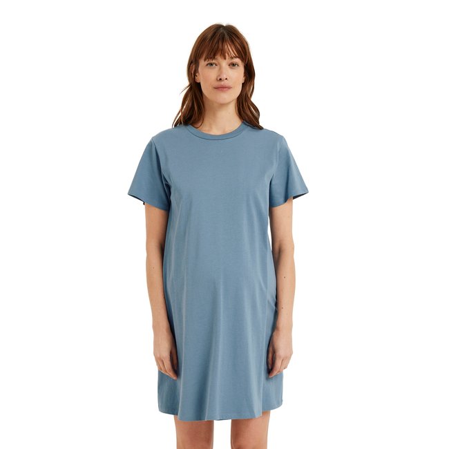 Robe T-shirt grossesse et allaitement en coton bio* bleu ardoise <span itemprop=