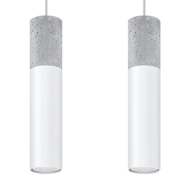 Suspension Acier Blanc/Gris GU10 2 Borigio Couleur blanc <span itemprop=