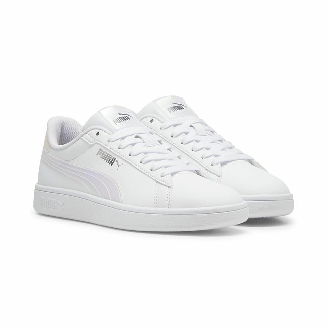 Baskets cuir Smash 3.0 Holo 2.0 blanc/mauve <span itemprop=