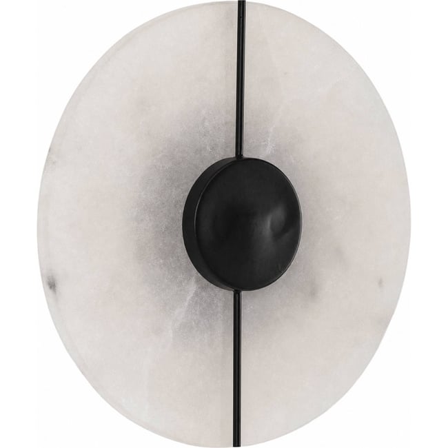 Applique ronde en albâtre et métal Couleur naturel et noir mat <span itemprop=